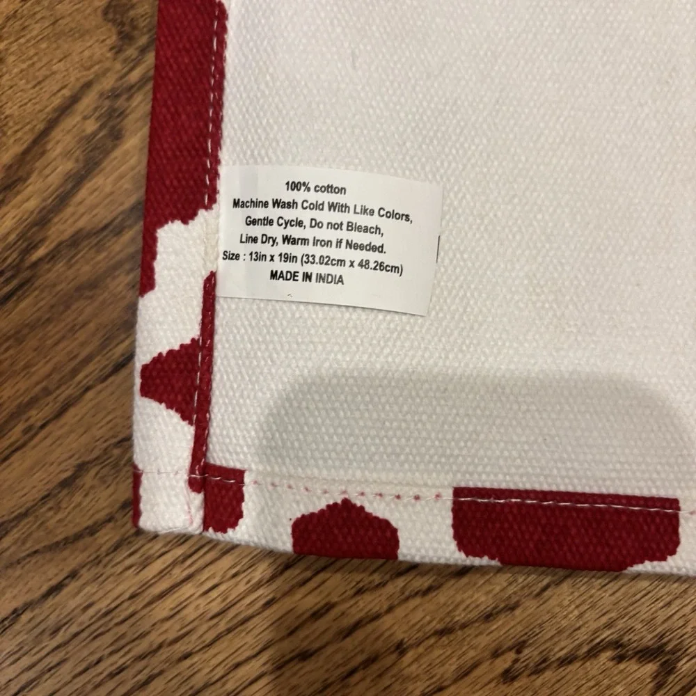 Mastercuisine Red‎ & White Trellis Placemats Set of 4 Cotton 13x19 Kitchen